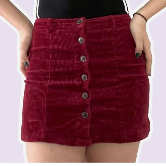 Forever 21 Dresses & Skirts - Forever 21 Burgundy Corduroy Mini Skirt